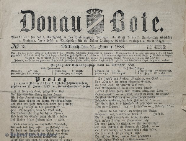 Eine alte Zeitung von 1883